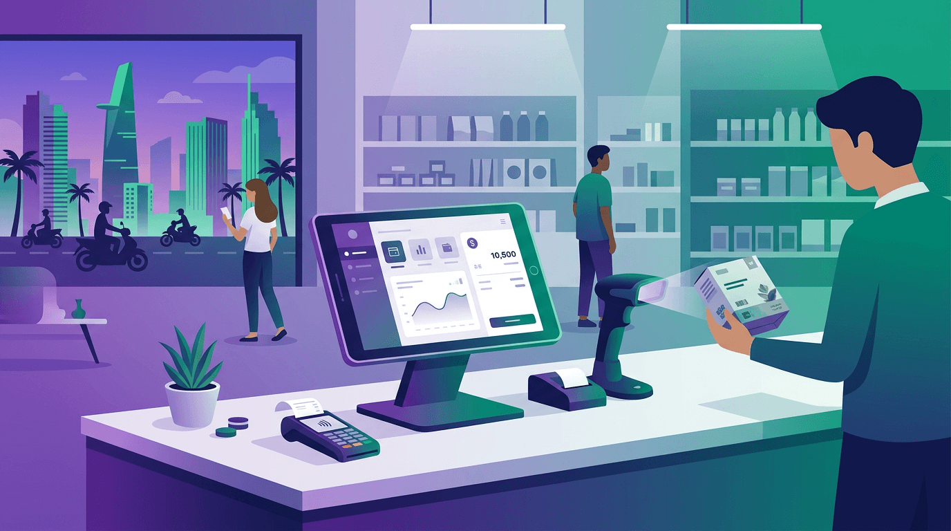 Ảnh bìa blog: POS 2026 và quầy thu ngân — so sánh phần mềm miễn phí